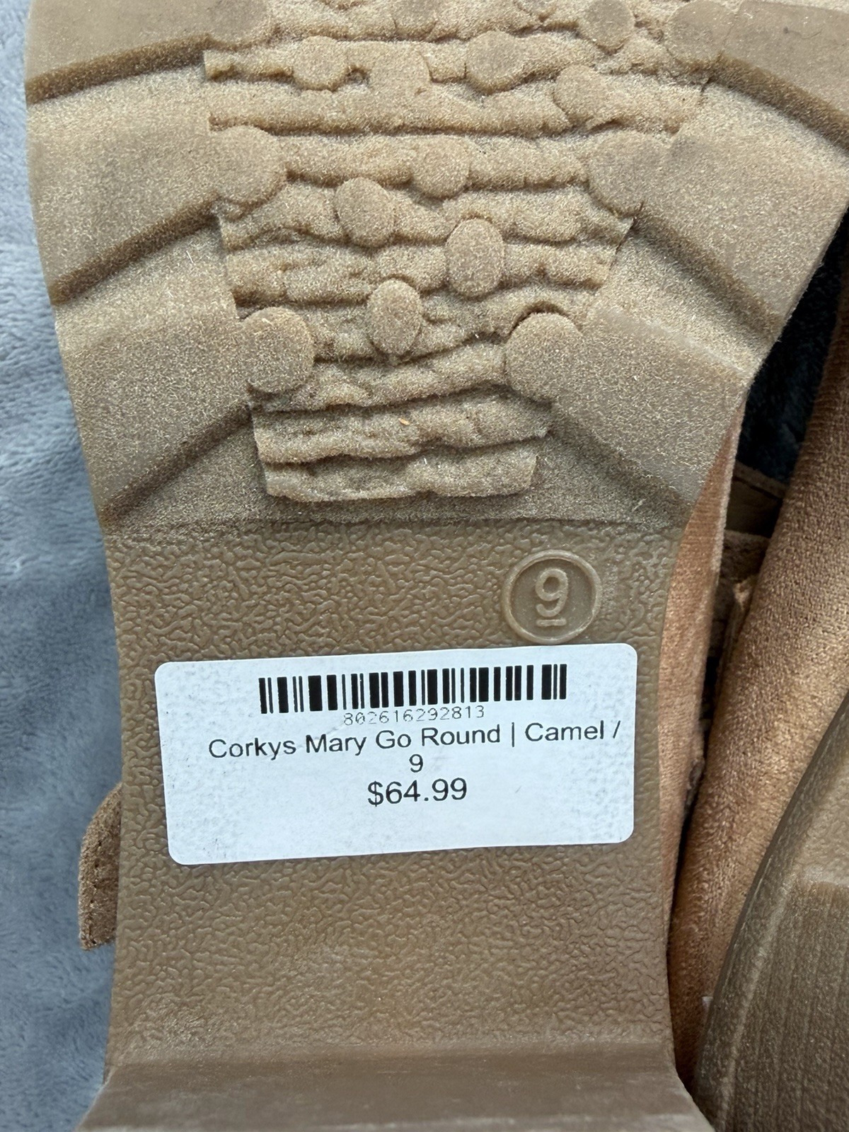 Corkys Camel Suede Mary Jane Heels Round Toe Hook & Loop Ankle Strap US 9