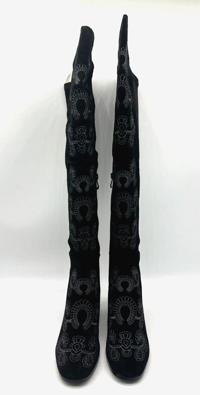 Sbicca Chenoa Black Over The Knee Boots Size 7.5 Embroidery Textile & Leather
