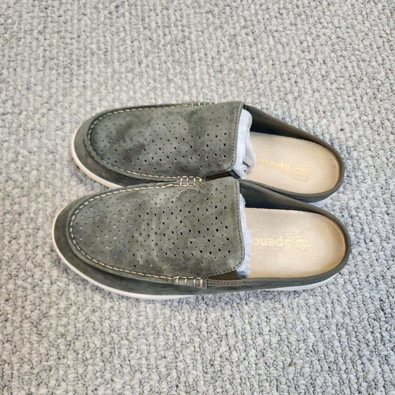Spenco Olive Perforated Suede Slip-on Shoes Size 8.5 D New With Box