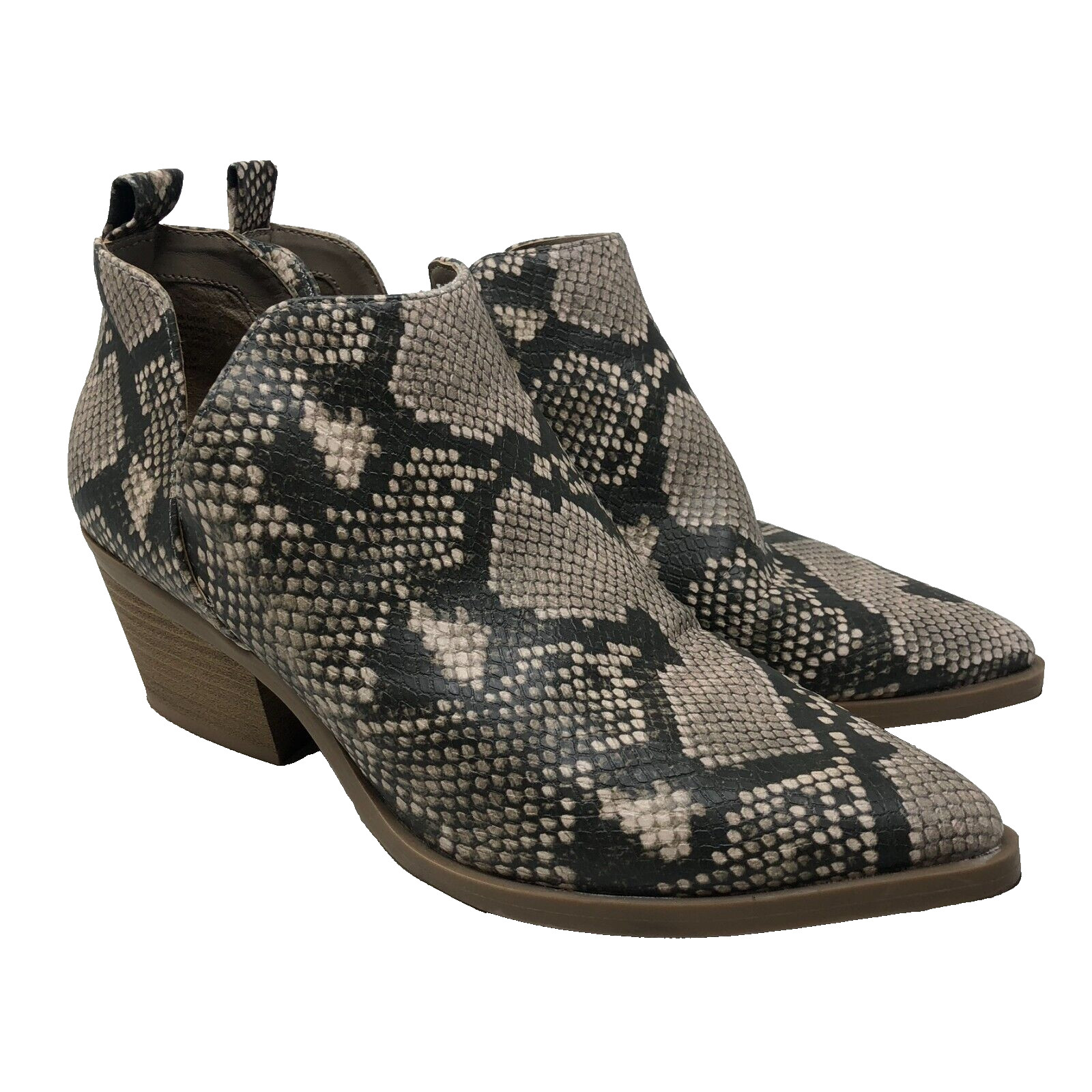 Universal Thread Vegan Snake Skin Embossed Booties Womens 7.5 Cut Out Ankle Edgy