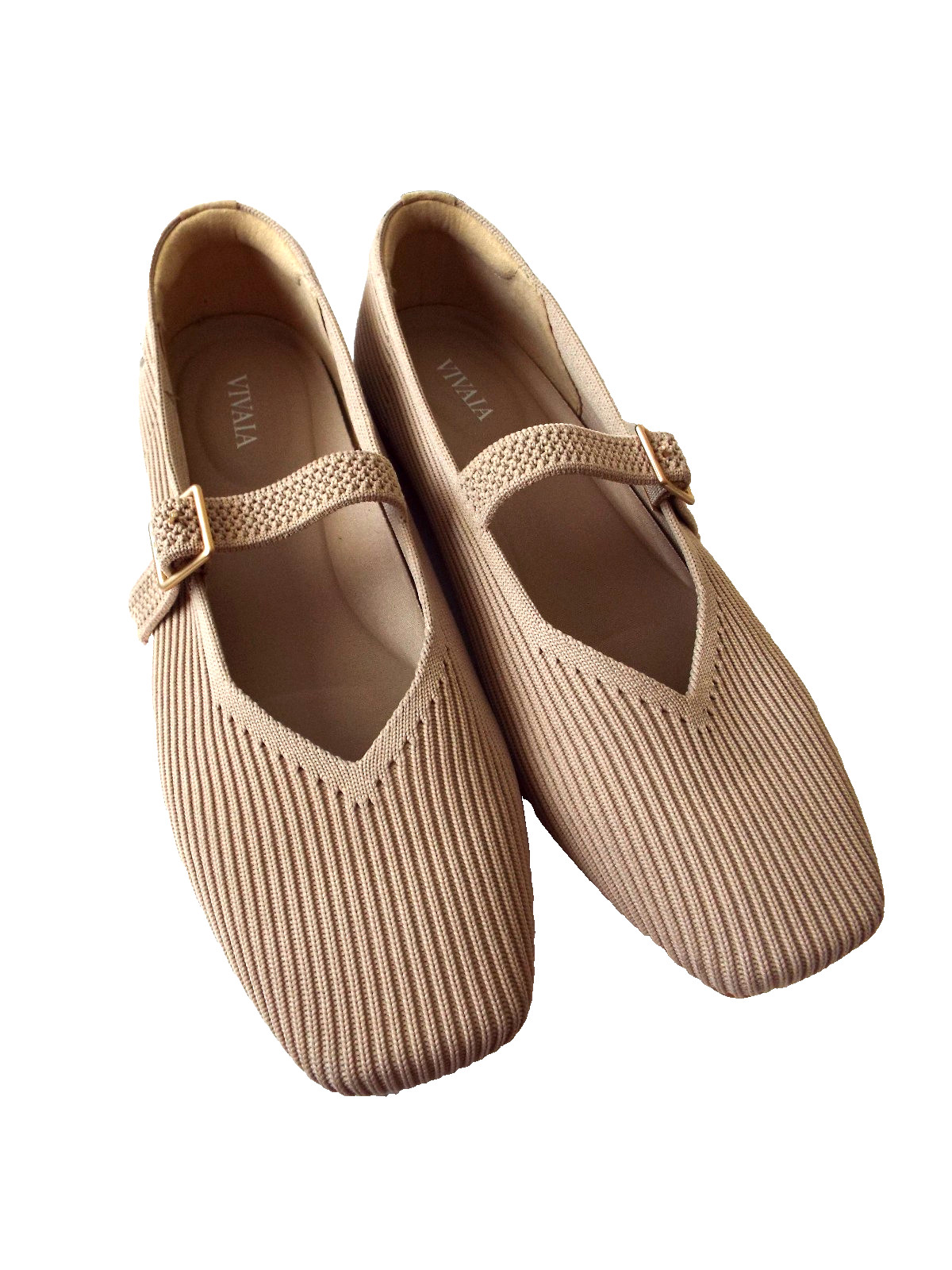 NEW***VIVAIA Sz 36.5/6 M Almond Knit Mary Jane FLATS!!