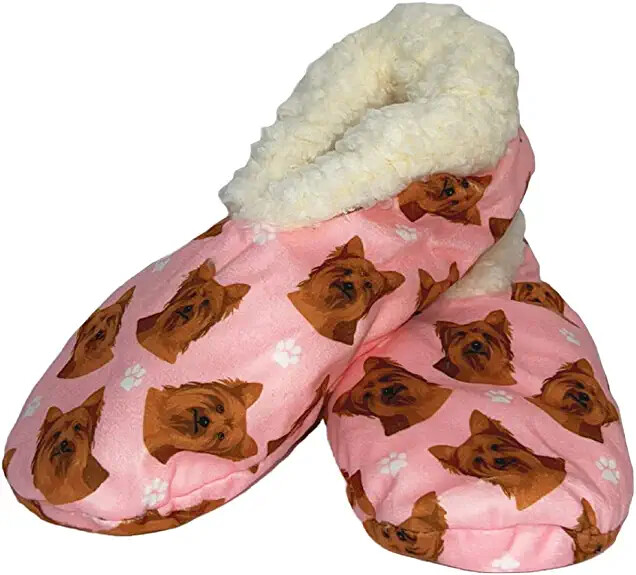 Yorkie Dog Slippers Comfies Unisex Super Soft Lined Animal Print Booties