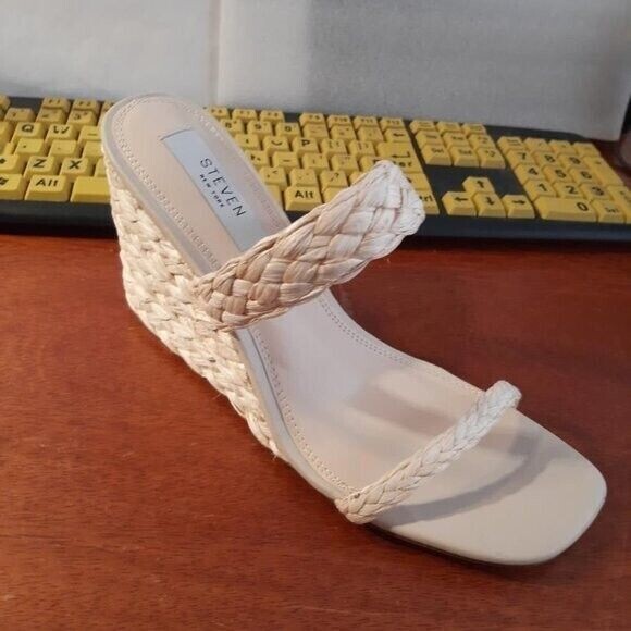 NEW ! Steven New York Ardy Espadrille Wedge Sandal Nude Size 8/9/11