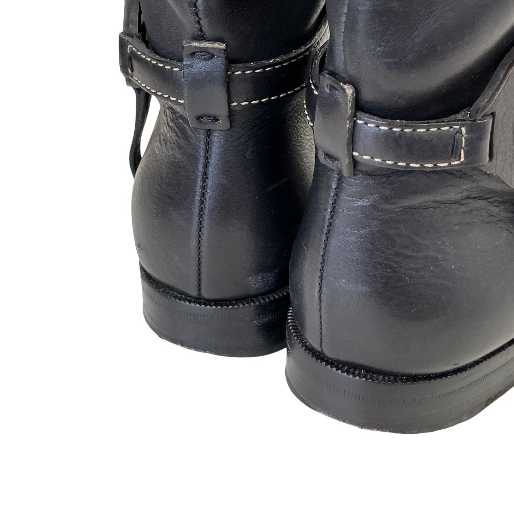 GUCCI Interlocking G Leather Long Boots 182167 Size 37 Black Women USED