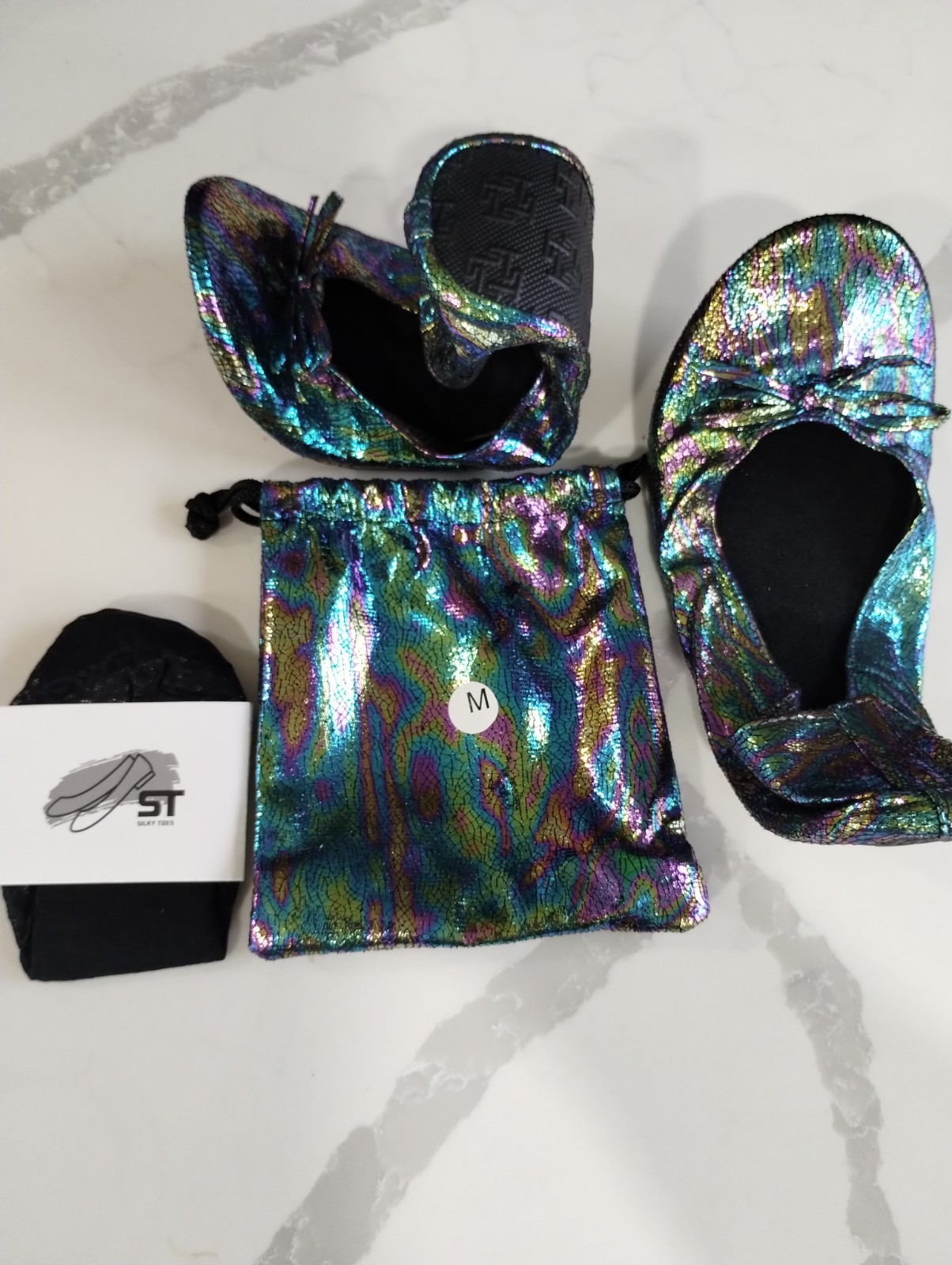 Silky Toes «Rare» Multi Colored Foldable Portable Travel Ballet Flat Slipper