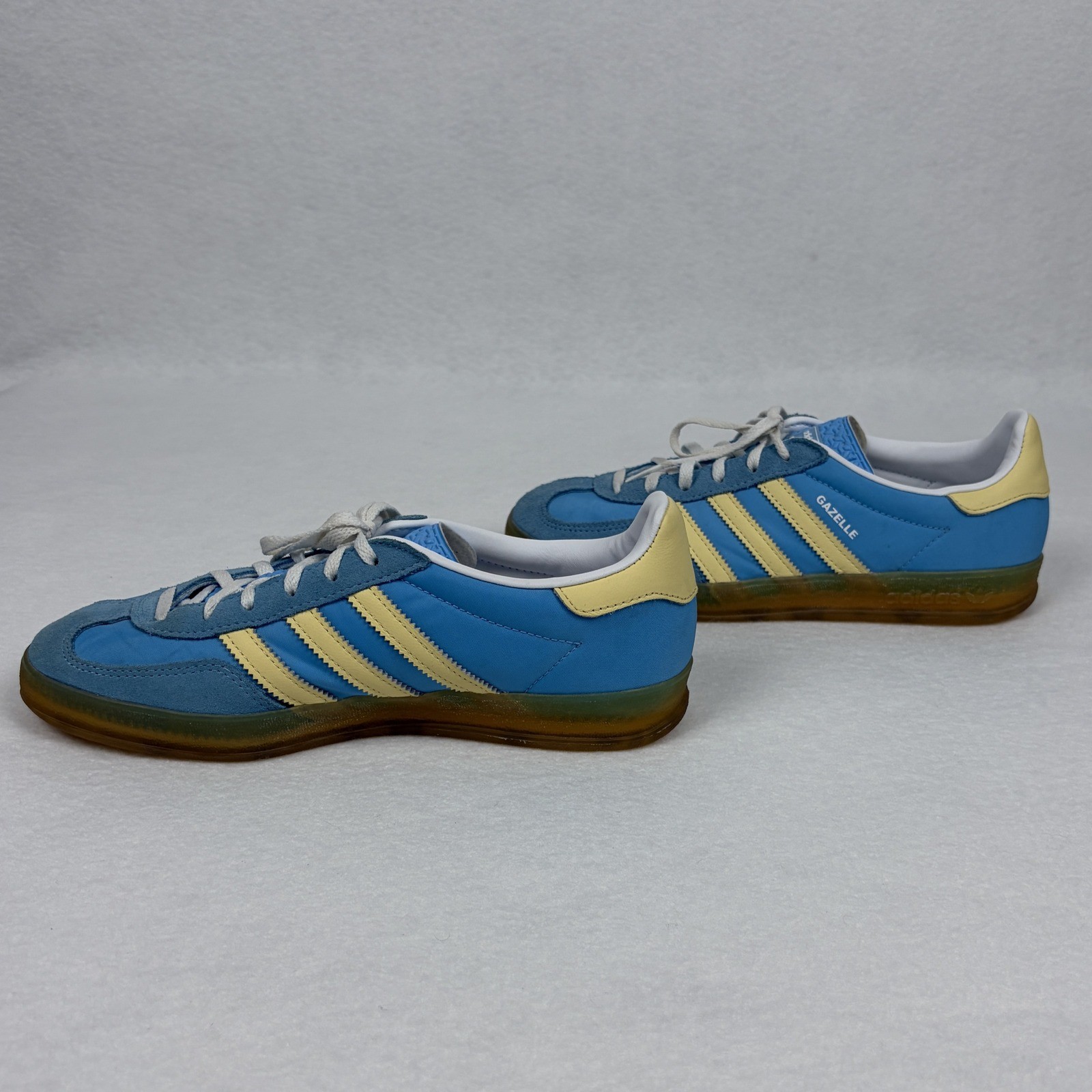 Adidas Gazelle Indoor Blue Yellow Gum Suede Nylon Sneakers IE2960 Womens 7.5