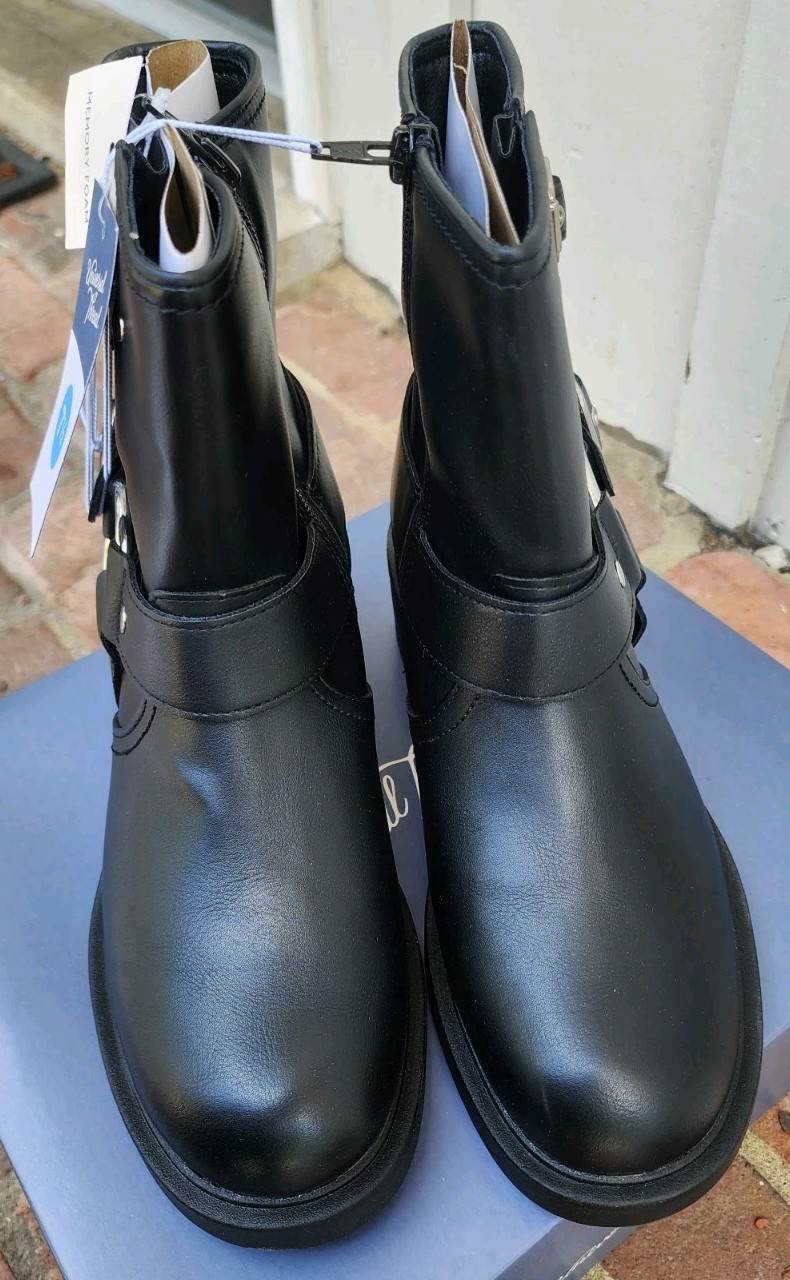 Universal Thread Women’s Connor Ankle Harness Buckle Boots Black, 7.5, NEW!!