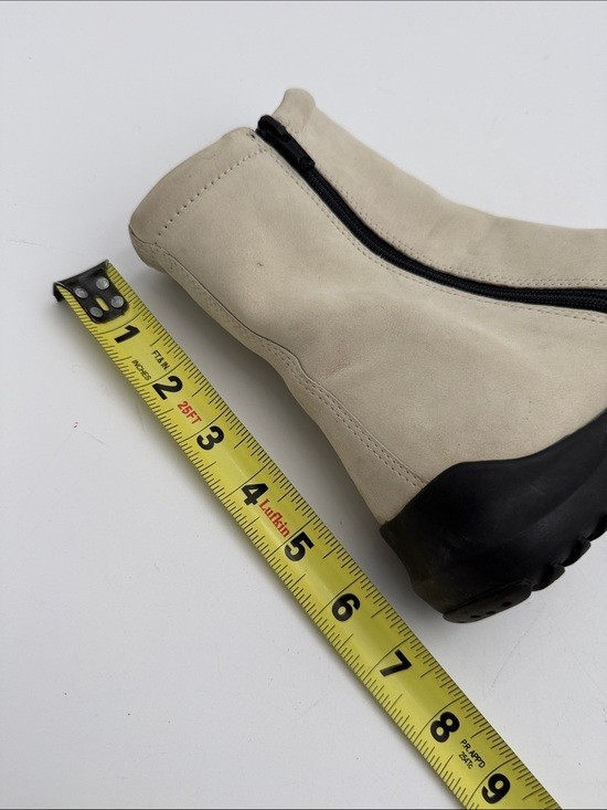 Ecco Cream Zip Mid-Calf women latex Boots 38 wool lining casual office outdoor