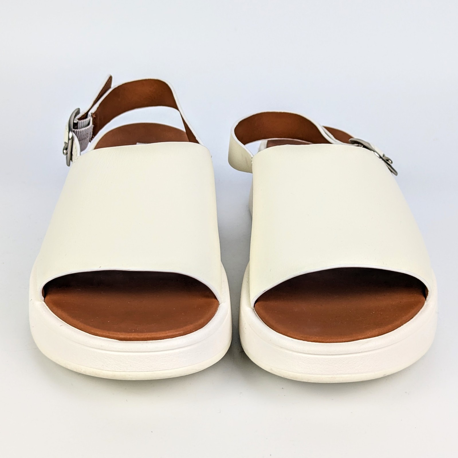 [NEW] Fitflop Women’s Cream Leather Platform Back-Strap Sandals size 7