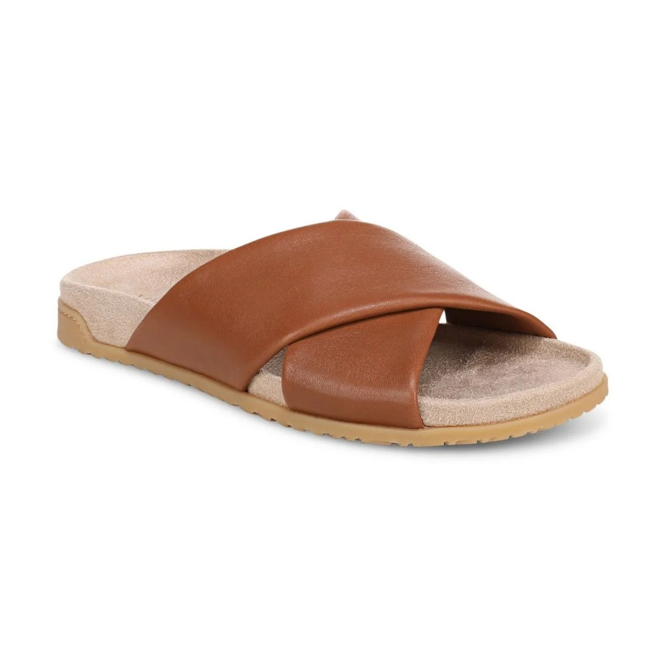 VIONIC Etna Slide Sandal, Tan Leather
