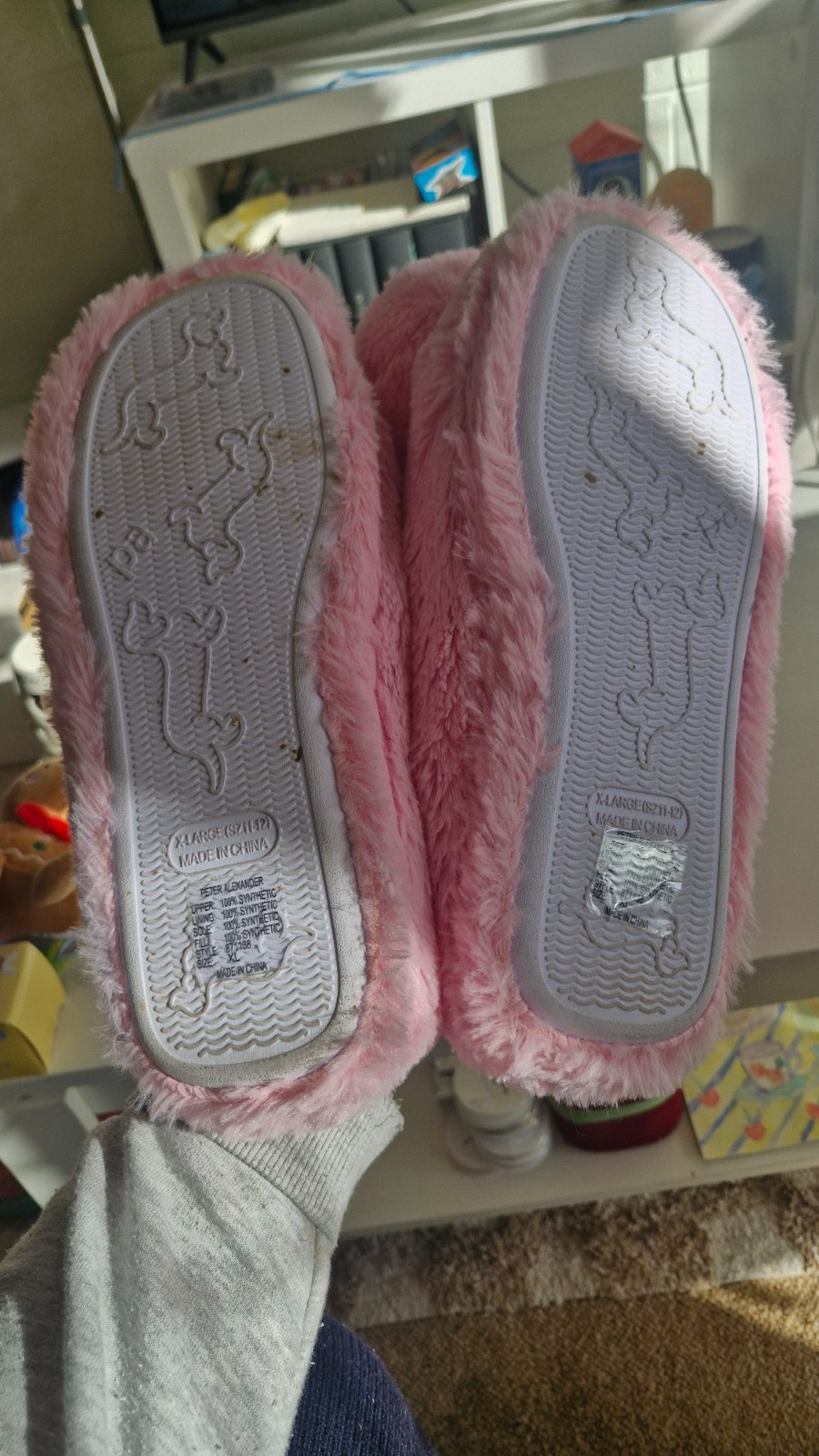Peter Alexander Pink Fluffy Easter Bunny Slippers Size XL (Women 11-12)