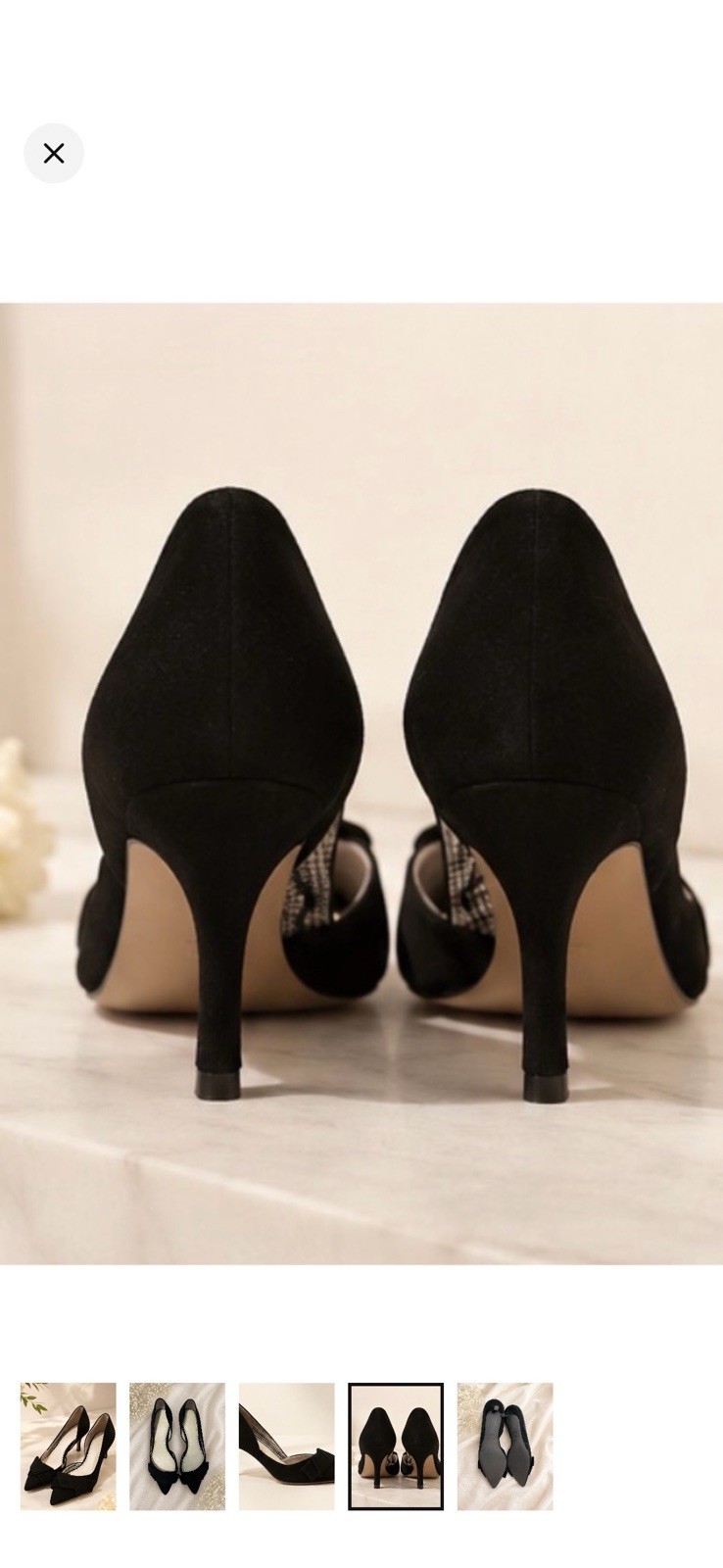 1901 Black Bow Pointed Toe Pumps Women’s Elegant Pin Up Vintage Style Size 7.5
