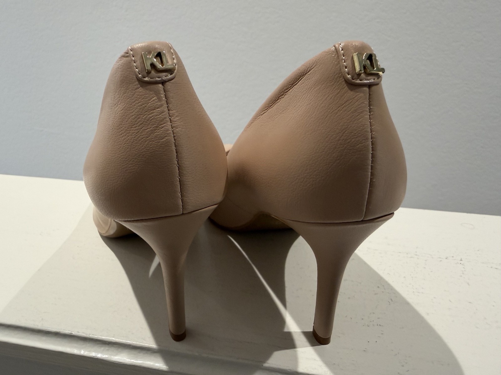 KARL LAGERFELD PARIS Royale Leather Stiletto Pumps – Nude – Size US 7.5 / EU 38