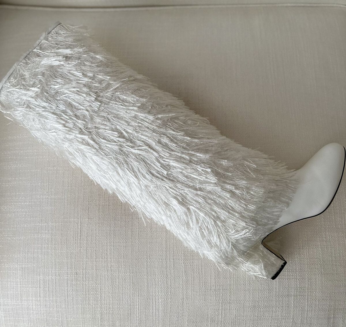 Jimmy Choo Magalie 65 White Fringed Boots Sizes 36.5 / 37 NEW WITH BOX