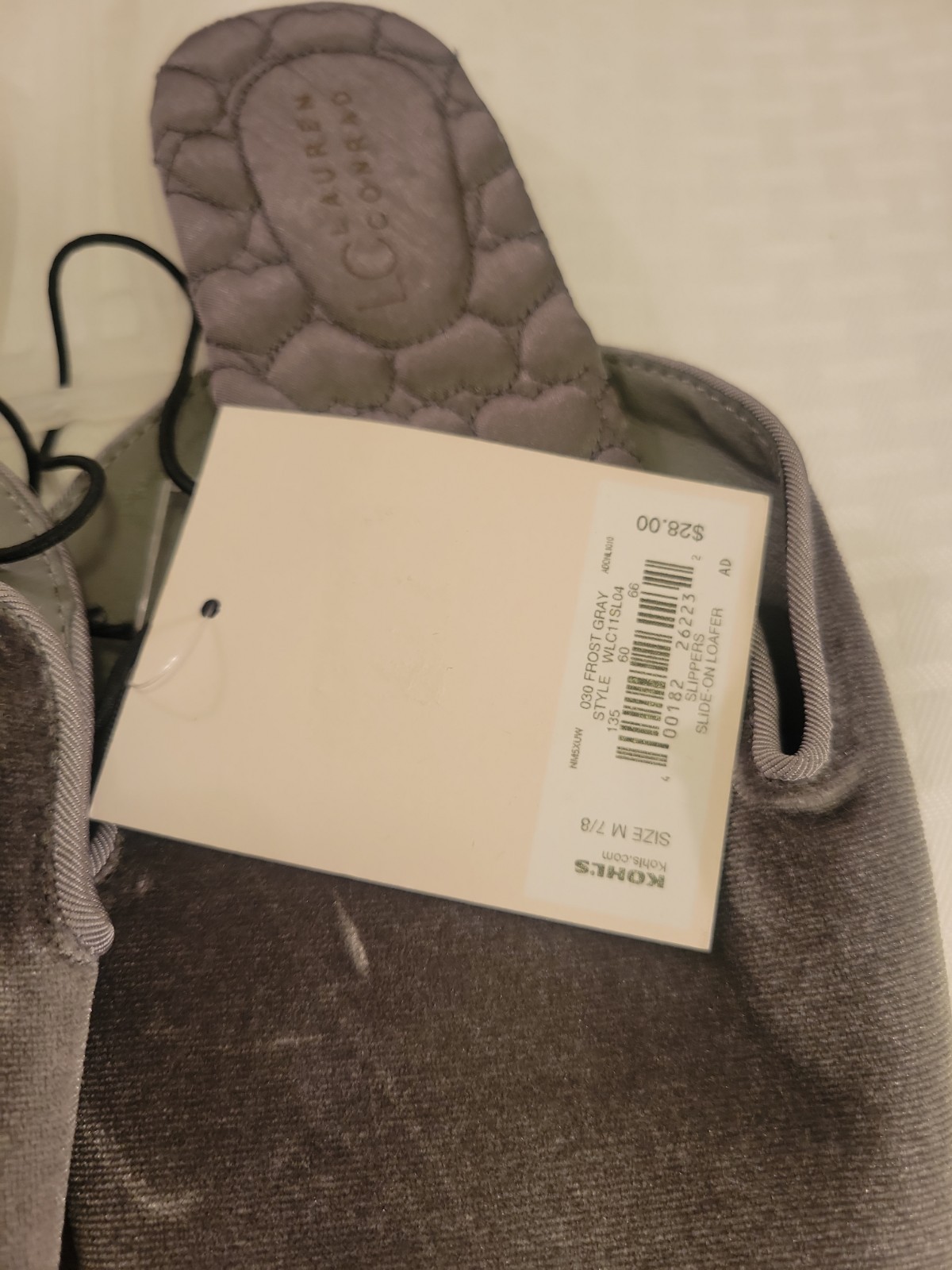 LC LAUREN CONRAD Slip On Slide SLIPPERS Women’s Velvet Gray Size M 7/8 Color New