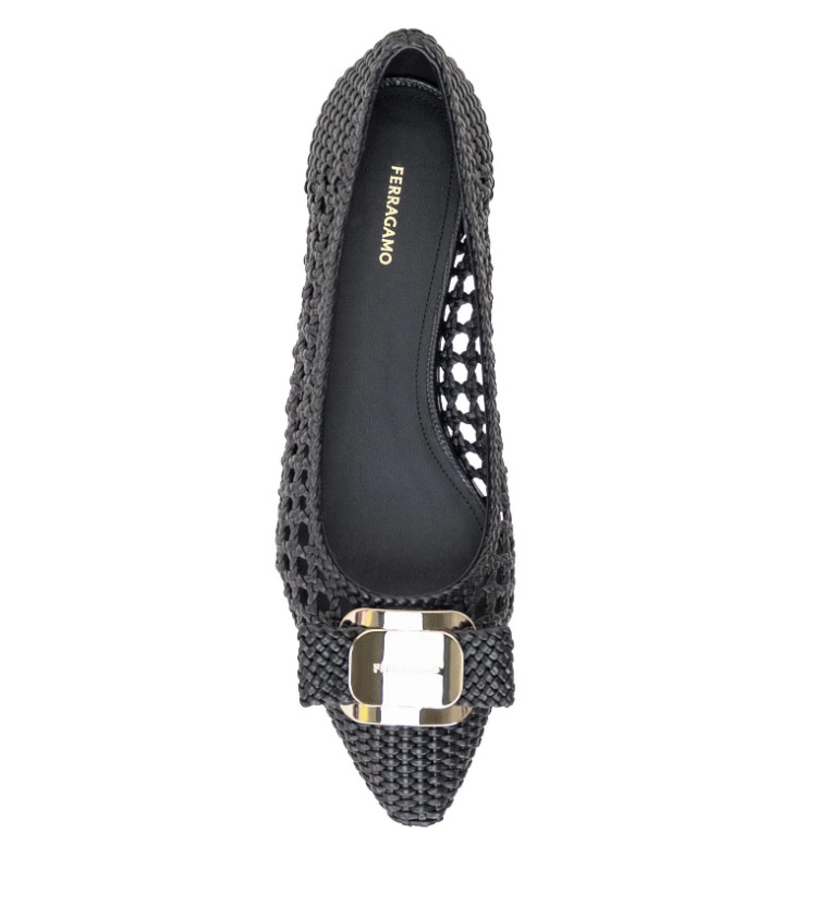 NIB NEW Salvatore Ferragamo Zea Black Leather Woven Flats 5.5 6 6.5 7 8 8.5 9 B