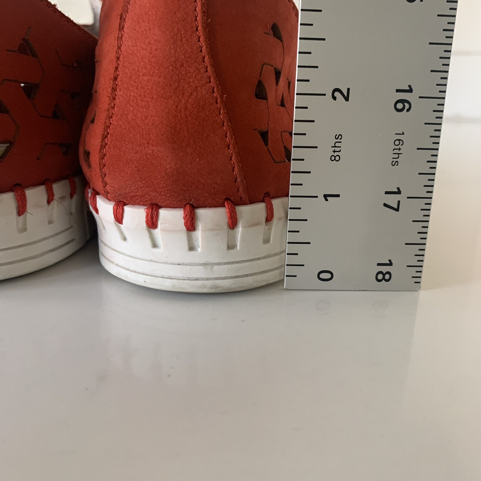 Eric Michael Red Inez Nubuk Leather Shoes Womens 9.5 EU 41 Cutout Slip On Flats