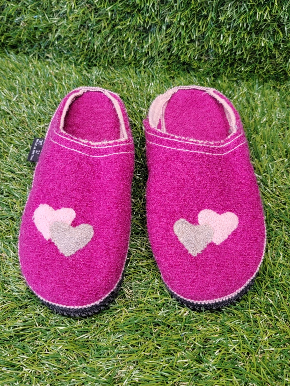 Kitz Pichler Austria Boiled Wool Hot Pink Slippers Women’s House Shoes Sz 37 EUR