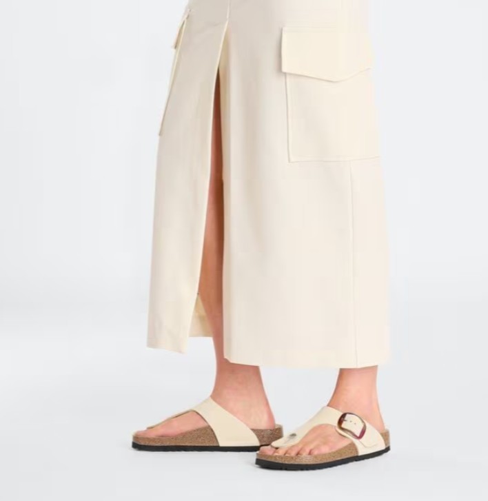 Birkenstock Gizeh Big Buckle Nubuck Leather Ecru Ivory Size 40 Regular Wide