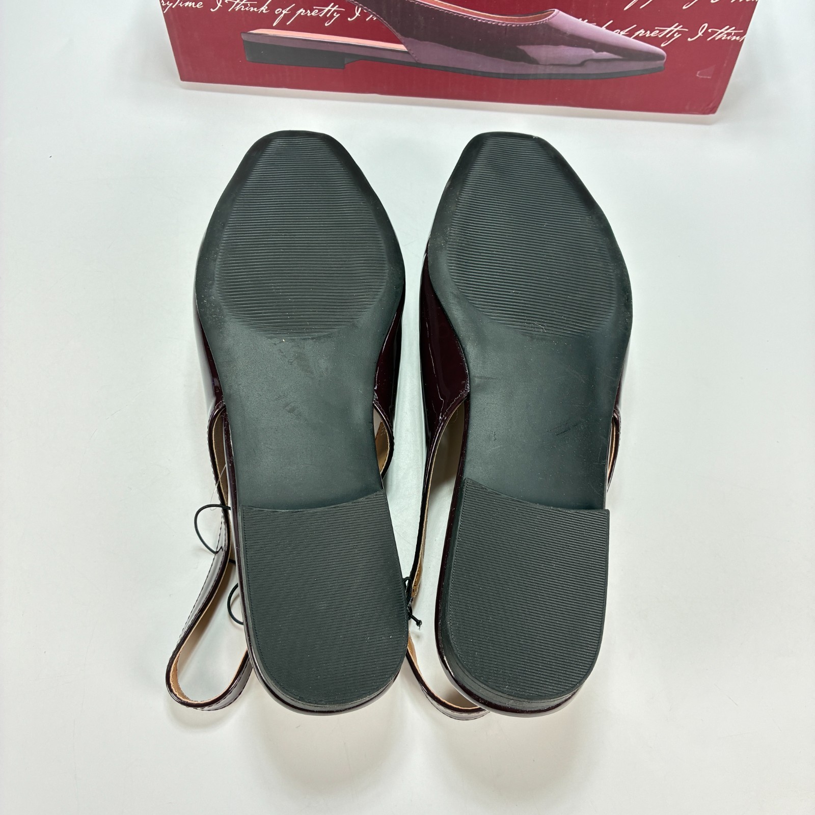Kensie Felice Red Shiny Patent Slingback Flat Sandals KS252491 Women’s Size 11