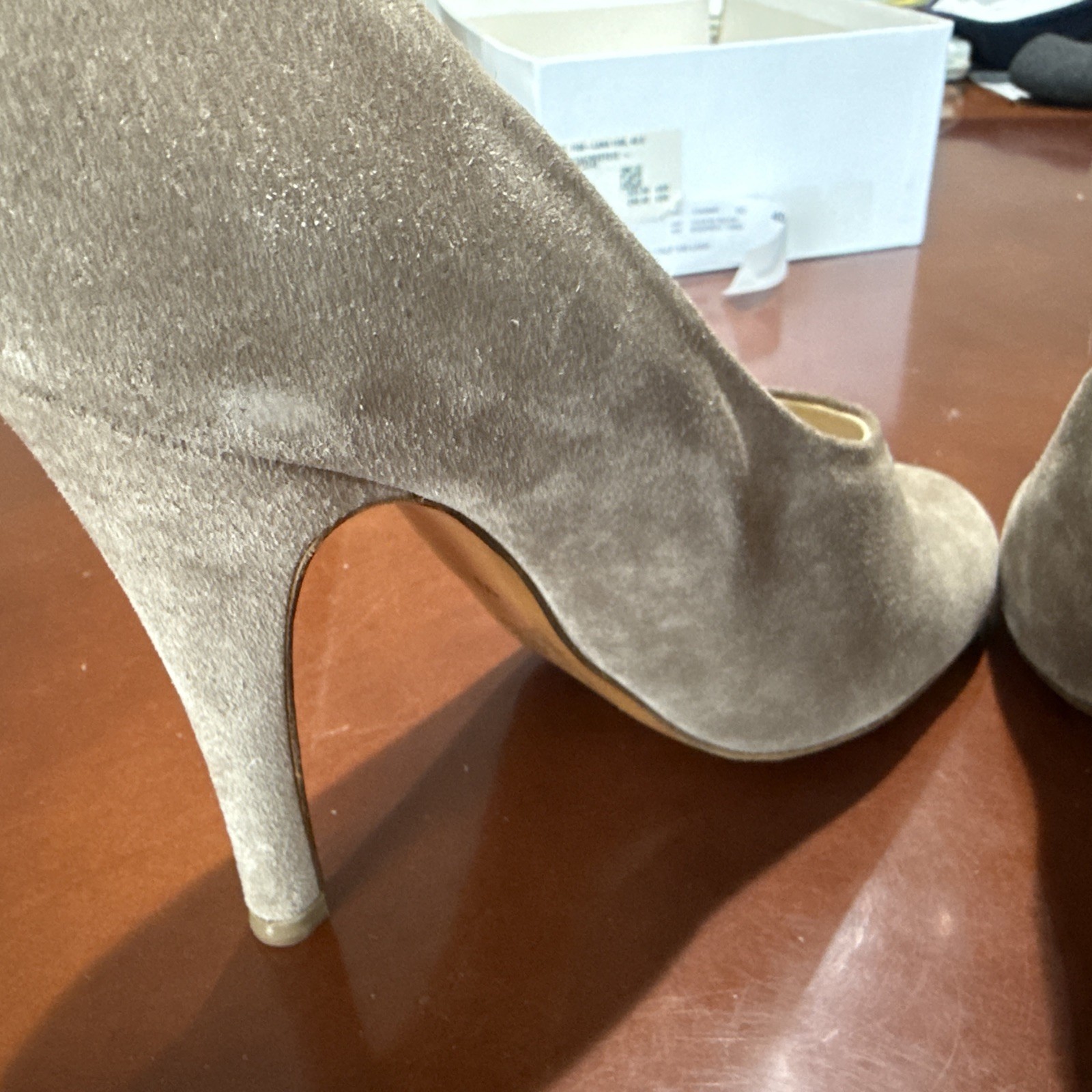 Chloe Leather Pump Heels Shoes Crosta Calf Lana Gray Beige Size 10 Made In Italy