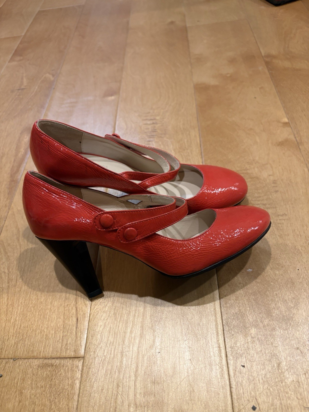 Navyboot Italy patent leather heel Mary Jane shoes red 38 7