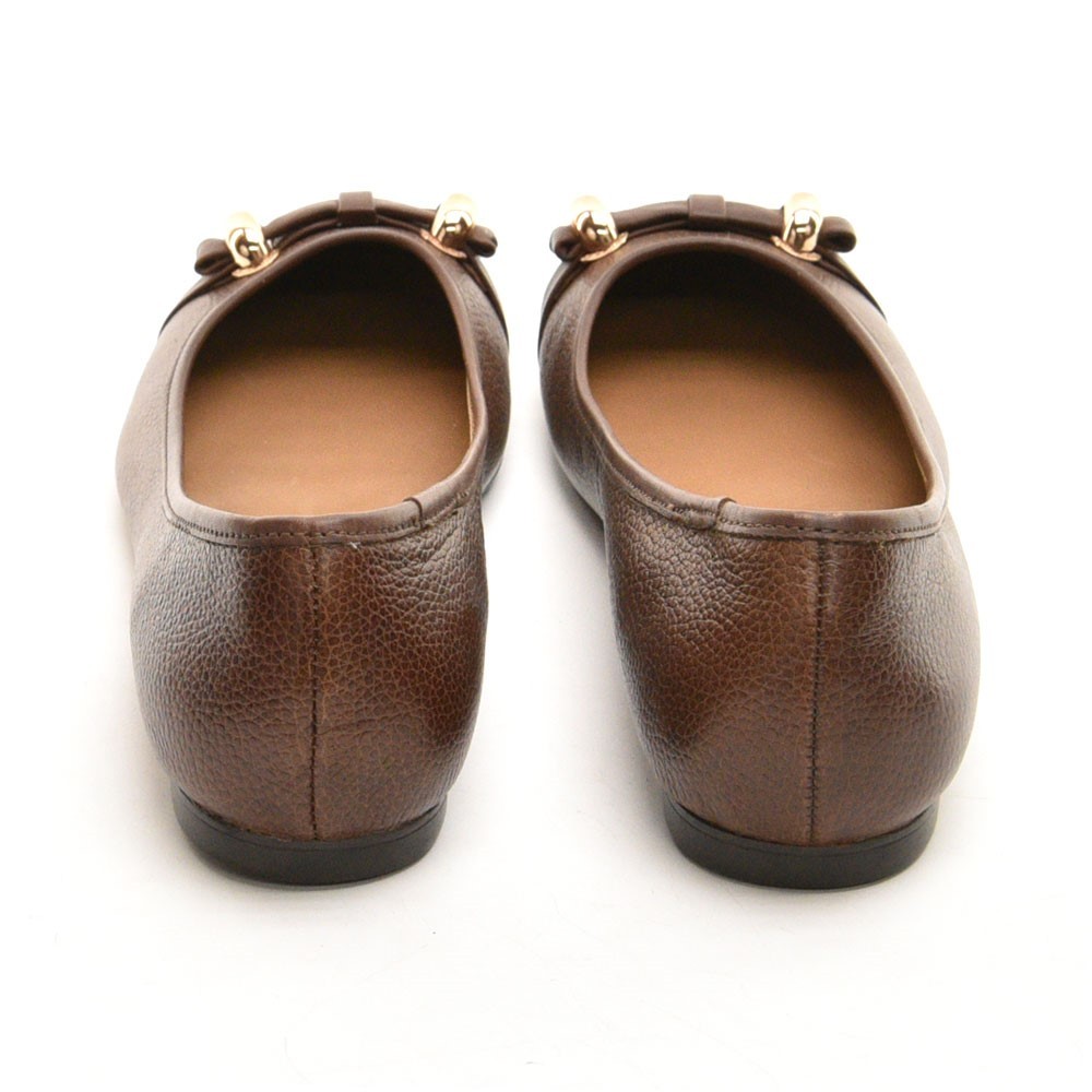 Ladies Elie Tahari Roni Ballerina Flats 39 / 8.5 Brown Pebbled Leather Shoes New