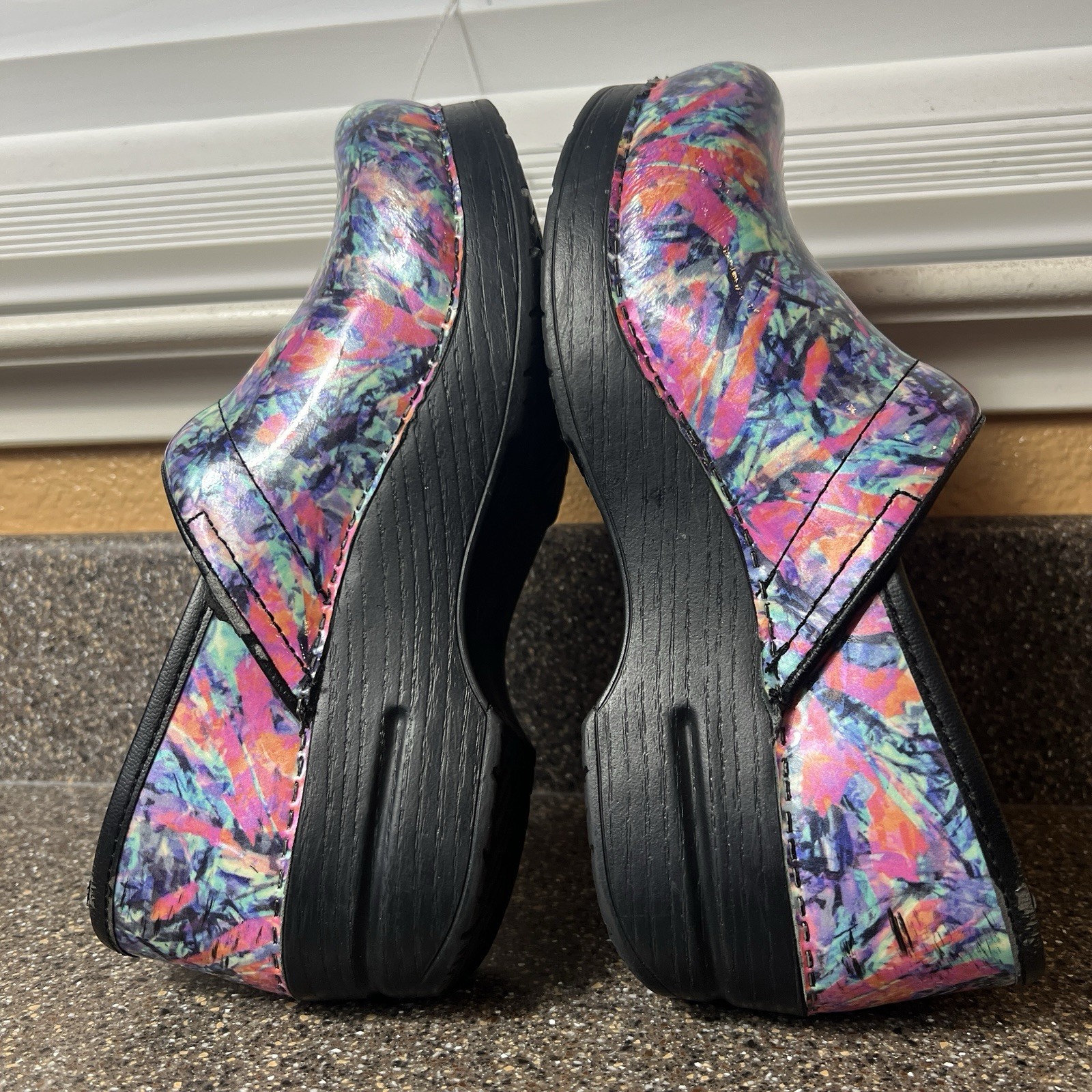 Dansko Leather Clogs Glossy Multicolor Women’s EU 37 US 6-6.5 Slip On Work Shoes