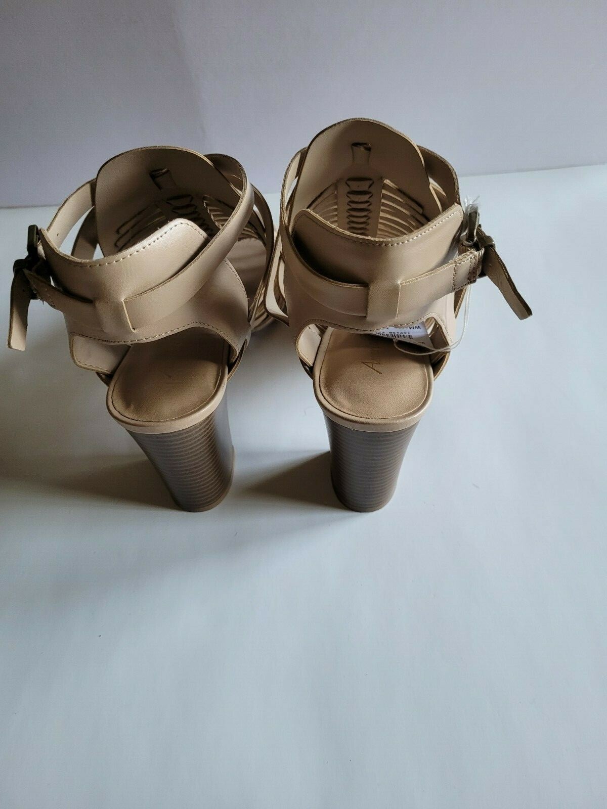 American Eagle Beige Cage Heeled Sandals With Buckle S11 Open Toes -3.25in heel