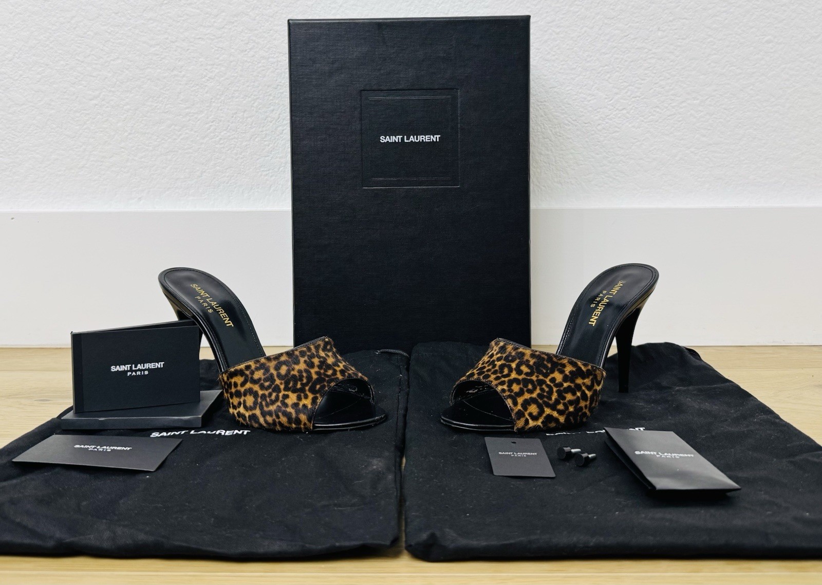 Saint Laurent YSL Heels Manto Naturale Calf Hair Leopard Shoes 36 EU Size 6
