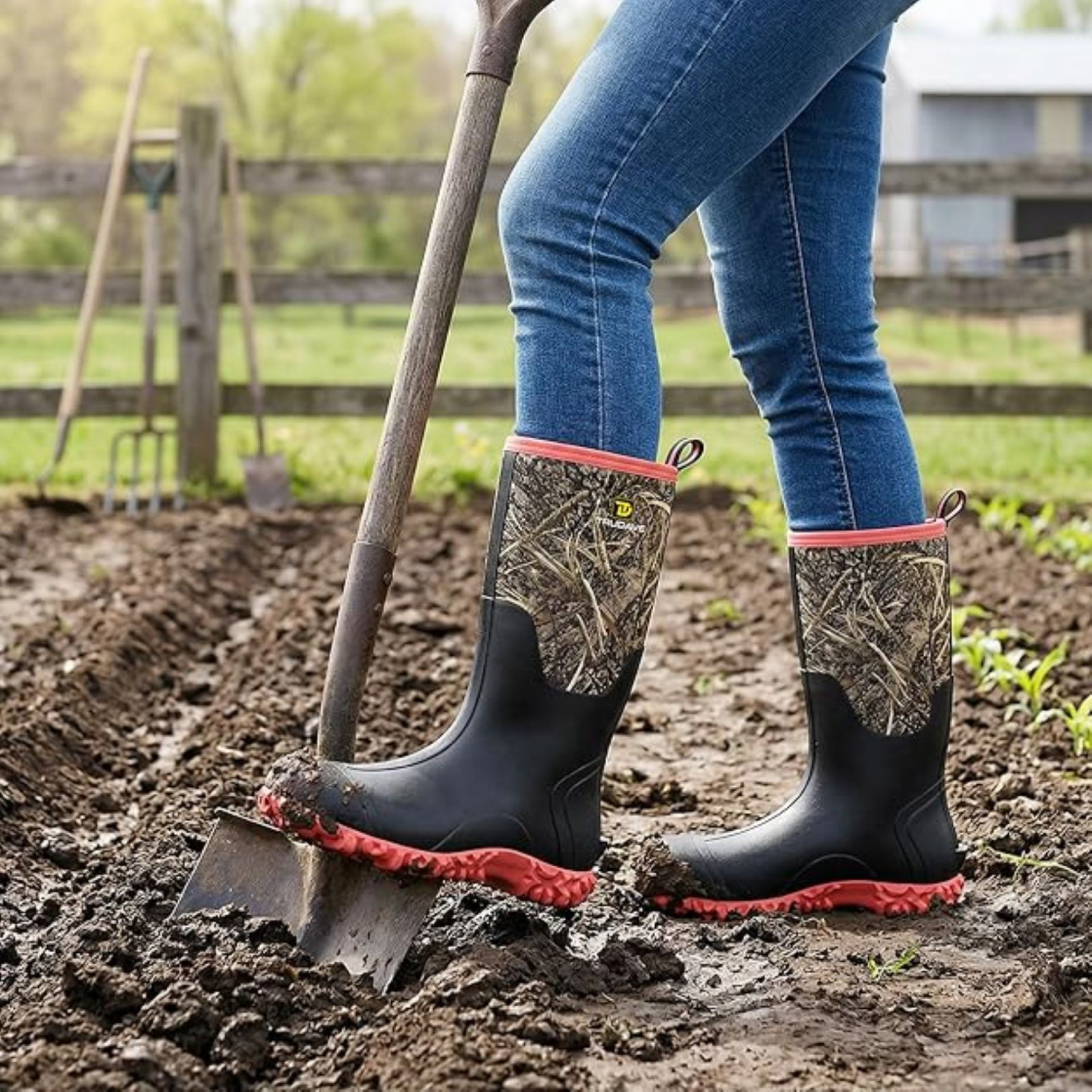 Trudave Hunting Boots for Women with Steel Shank Anti-Slip Waterproof Rain Boots