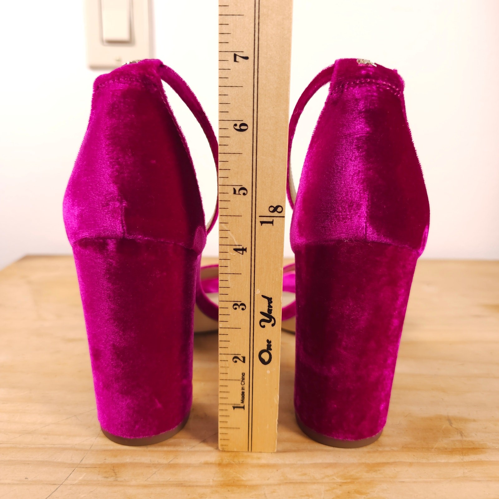 Sam Edelman Yaro Velvet Block Heel Sandals Raspberry Pink 7.5