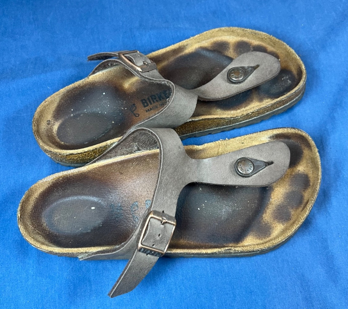 Womens 36 Birkenstock Gizeh Brown T Strap Sandals Thong Straps Comfy Germany Toe