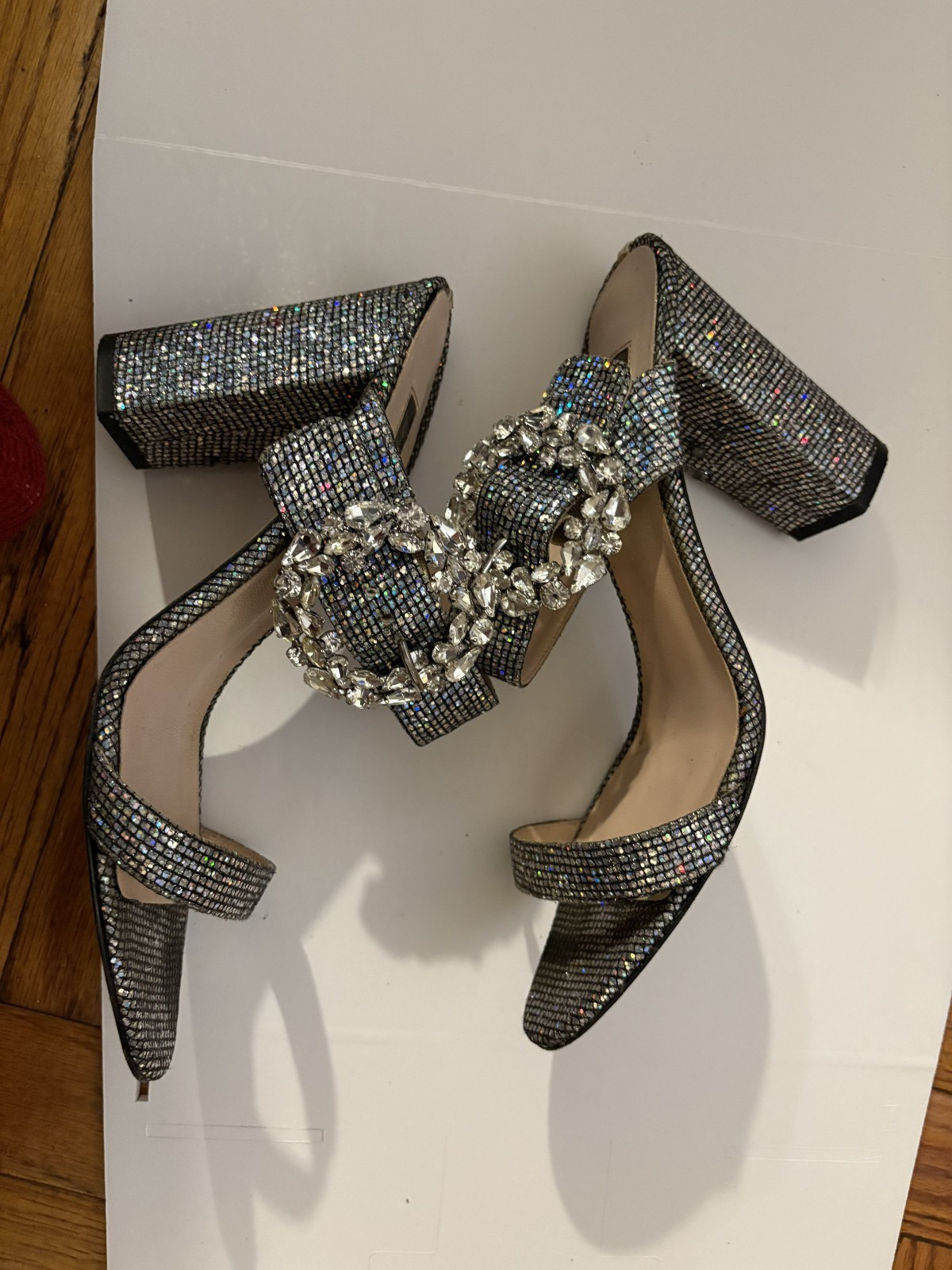 SJP Sarah Jessica Parker Celine Embellished Sparkle Buckle Pumps 10