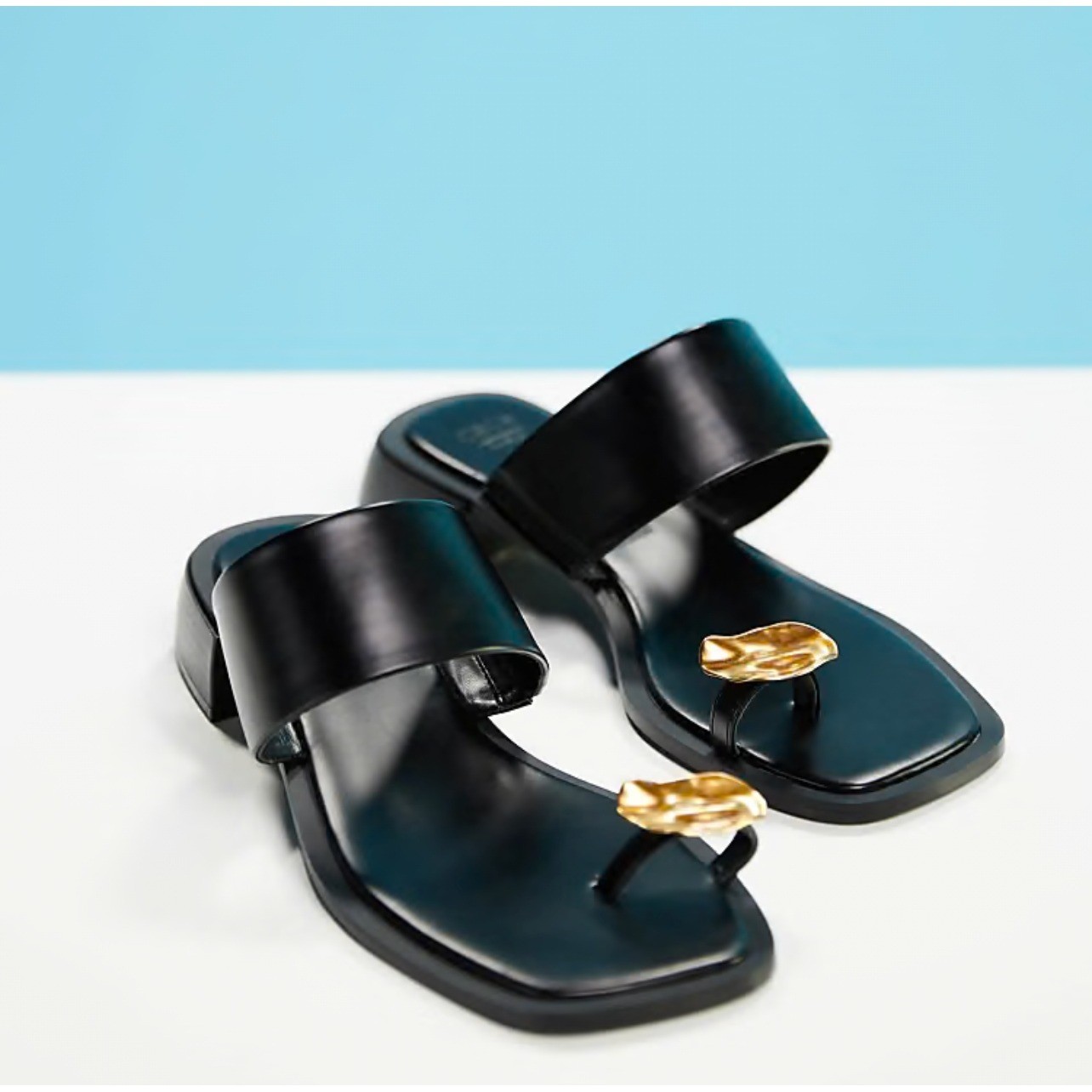 ASOS DESIGN Finesse Heeled Sandals Hammered Metal Toe Loops Black Black Women 10