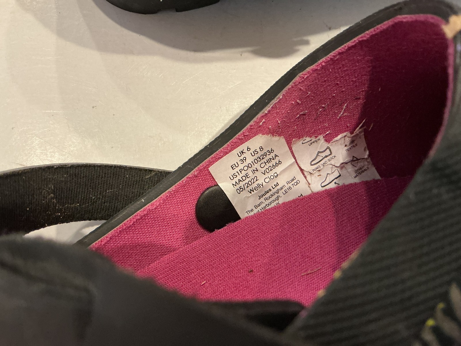 Joules Welly Clogs Size 8 Sling Back Black Ditsy Floral Garden Rain Pre-owned
