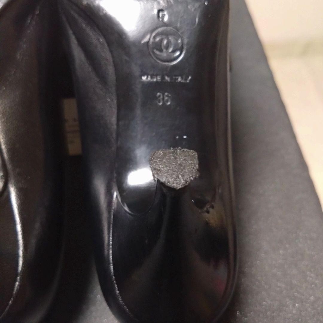 CHANEL Classic Pumps 36 23cm Black Leather Elegant Coco Mark