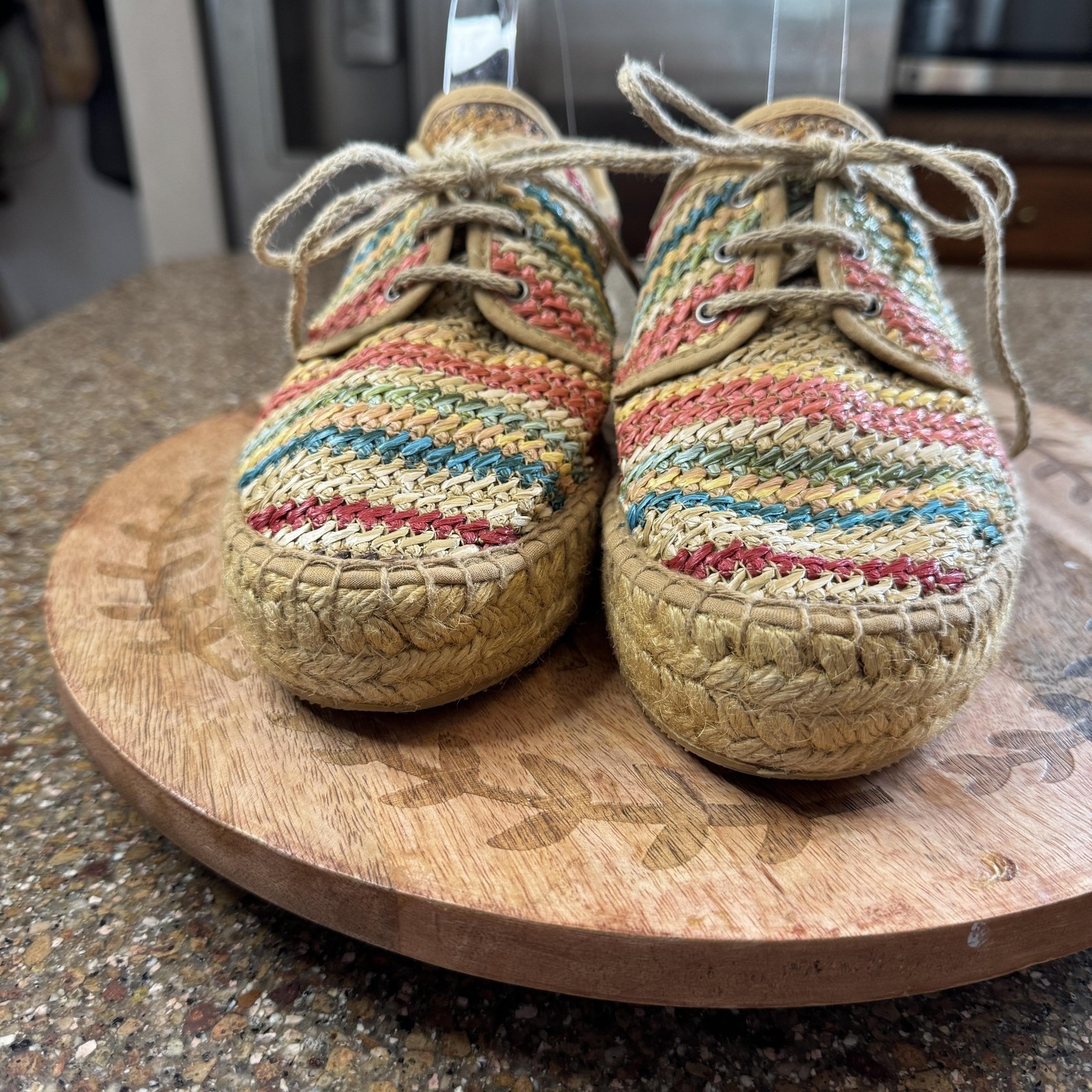 Jeffrey Campbell Womens Espadrille Oxford 40 Multi Woven Raffia Lace Up Boho