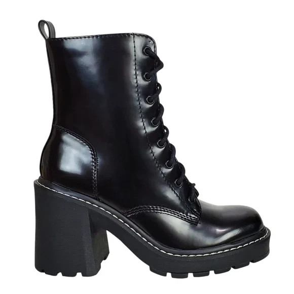 Madden girl Lion block heel platform boots black lace up zip chunky y2k gothic