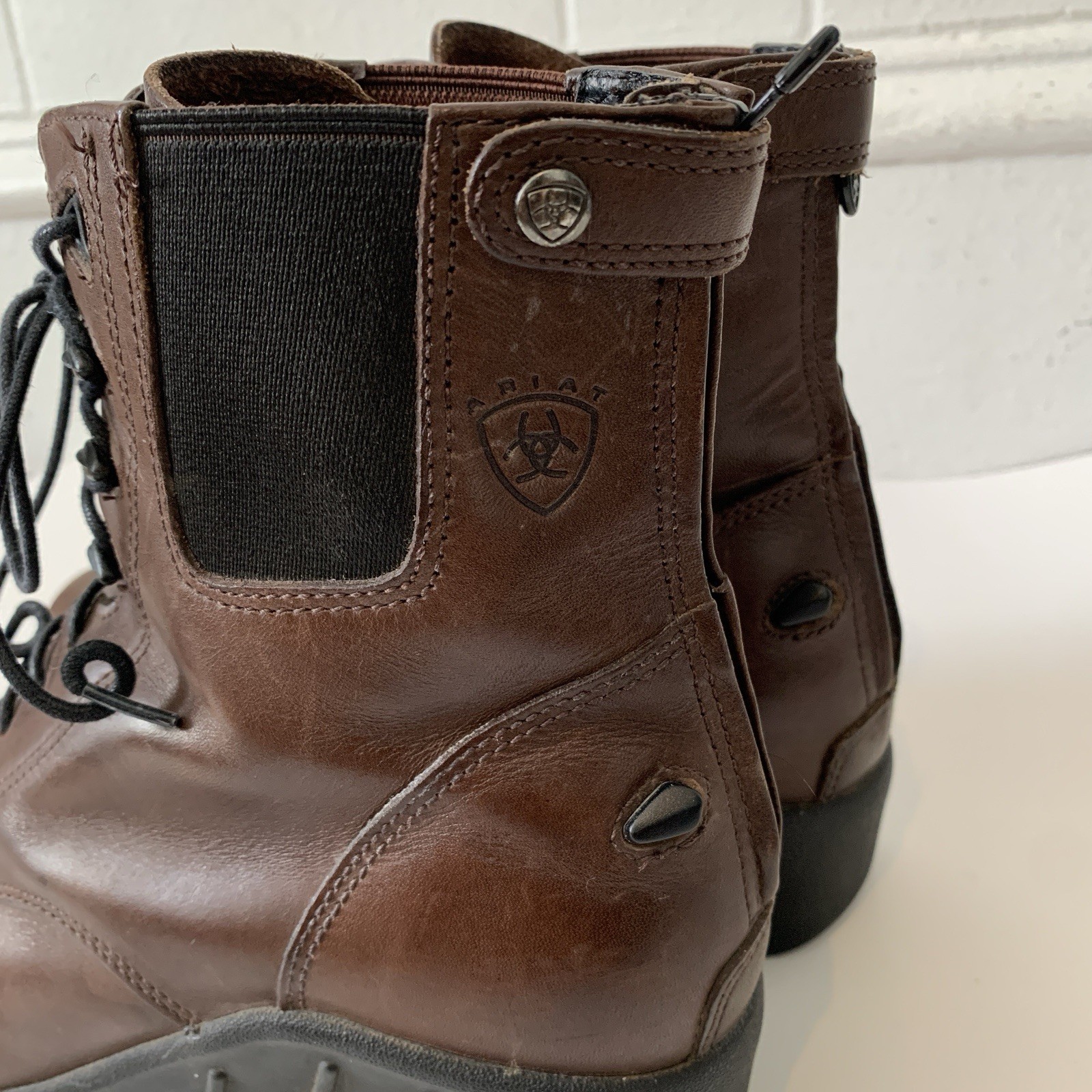 Ariat Womens 9.5 Boots Paddock Riding Brown Leather Lace Up ATS Western S# 42026