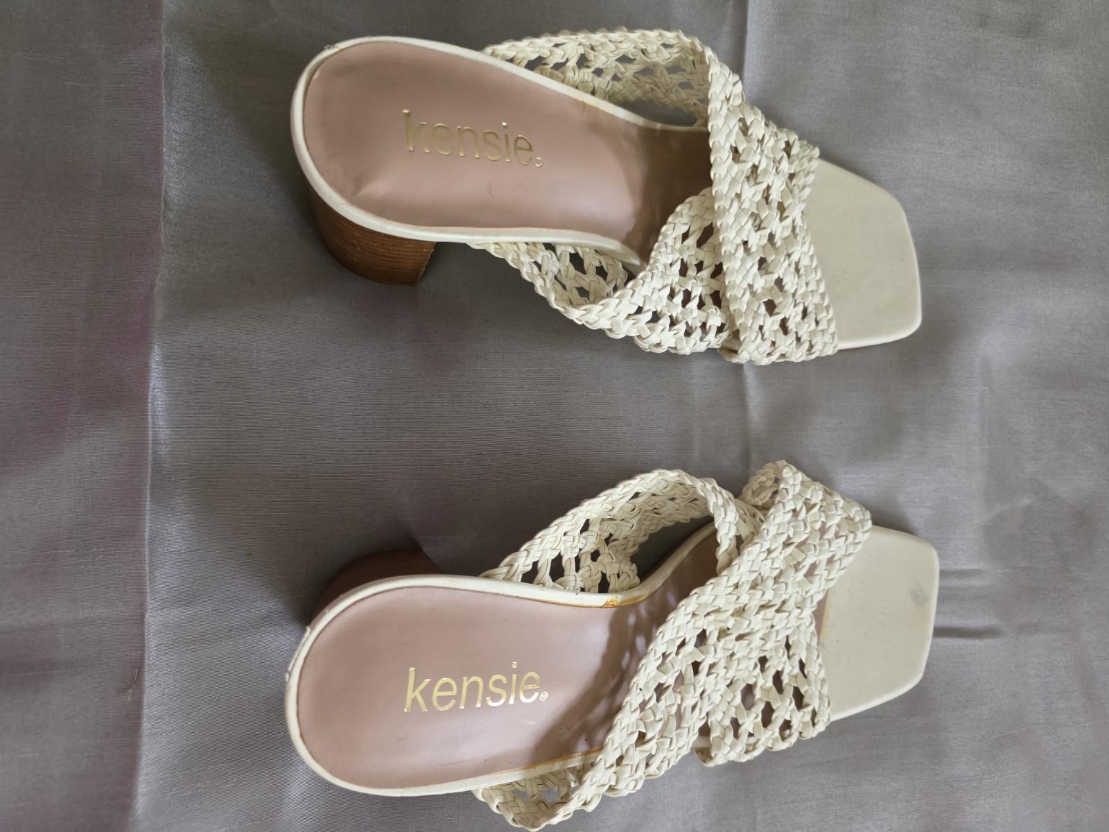 Kensie Women’s Woven Block Heel Slide Sandals – Cream/Ivory – Chic Summer…