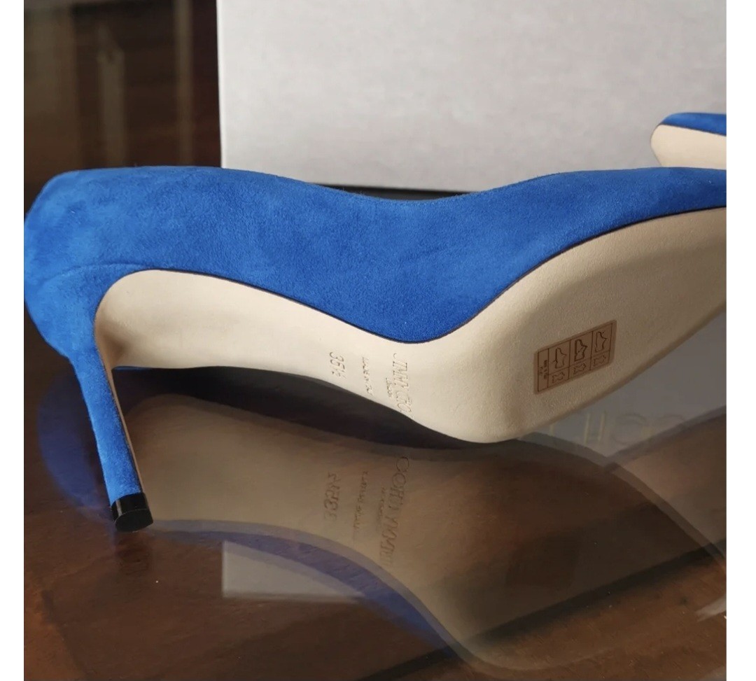 Jimmy Choo Blue Suede Pointed Toe Slip-On Stiletto Pumps Women’s US 5.5