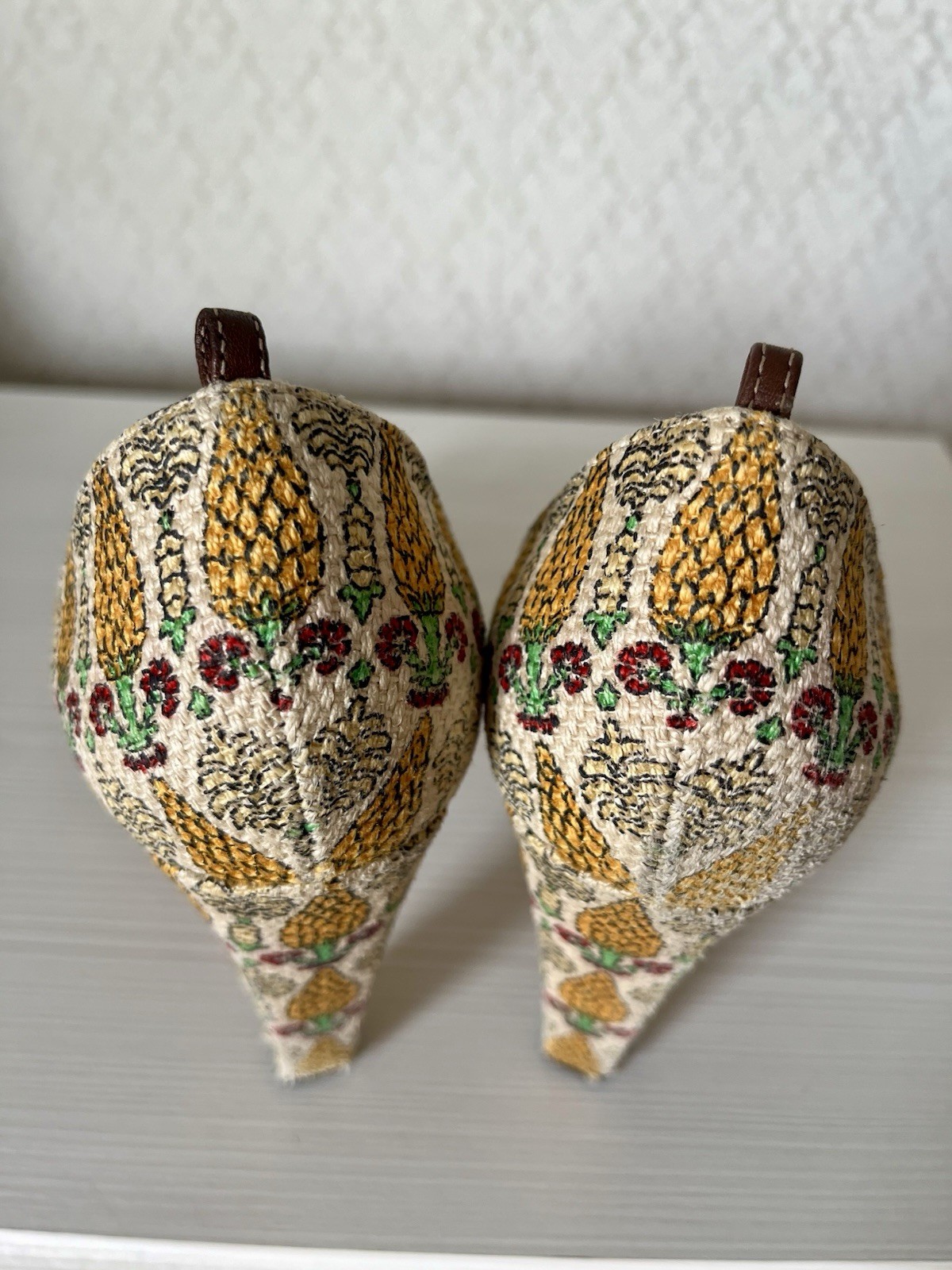 Gucci Pineapple Print tapestry shoes sandals platform heels