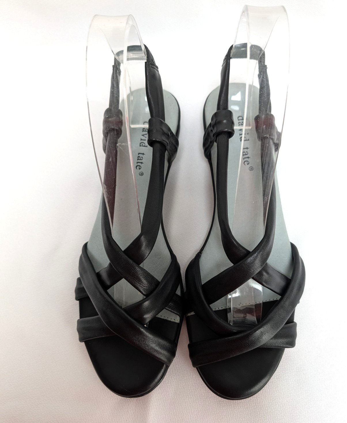 David Tate Womens Black Leather Strappy Slingback Sandals Size 10N Narrow Comfor