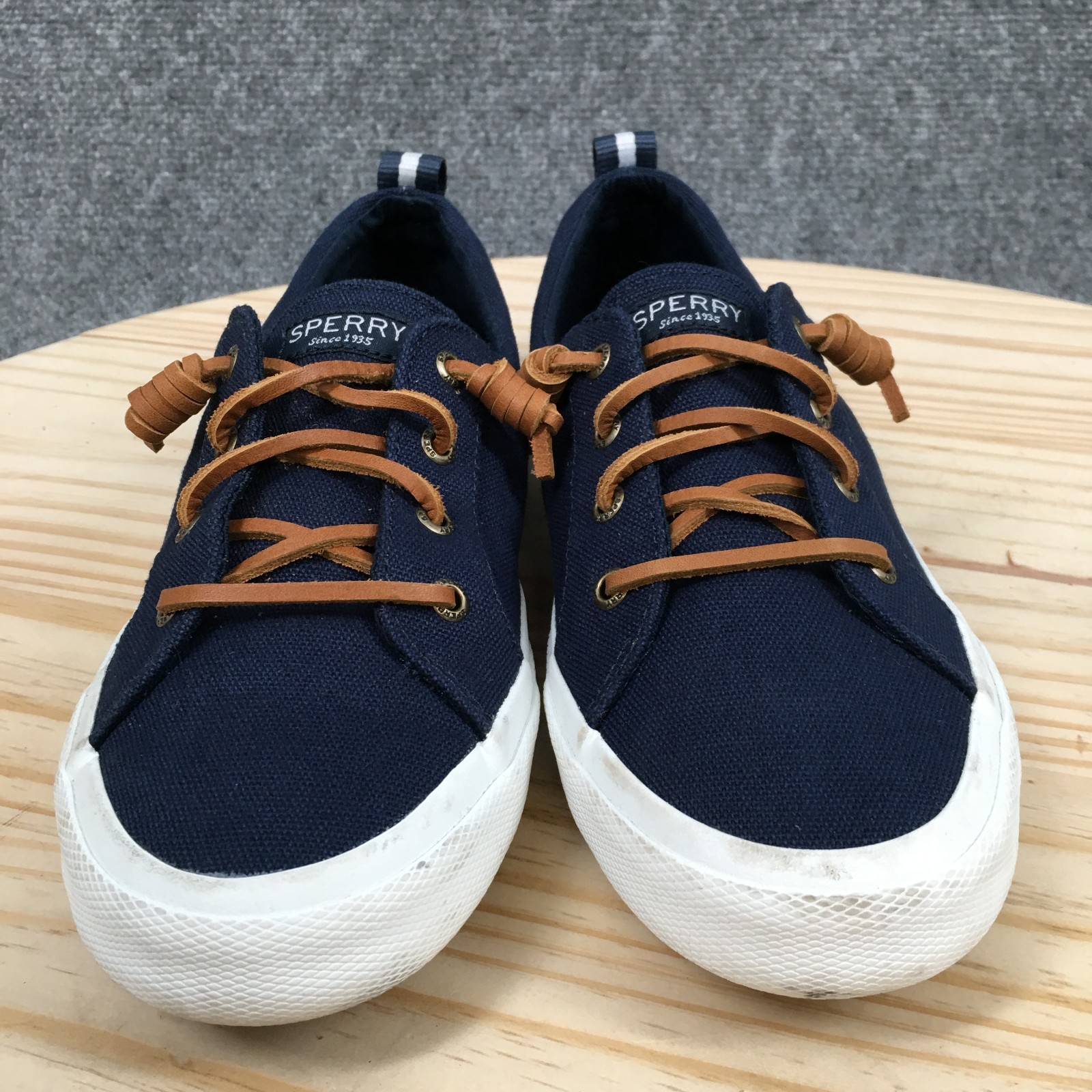 Sperry Shoes Womens 7.5 Pier Wave Sneakers Blue Canvas Lace Up Low Top STS 85104