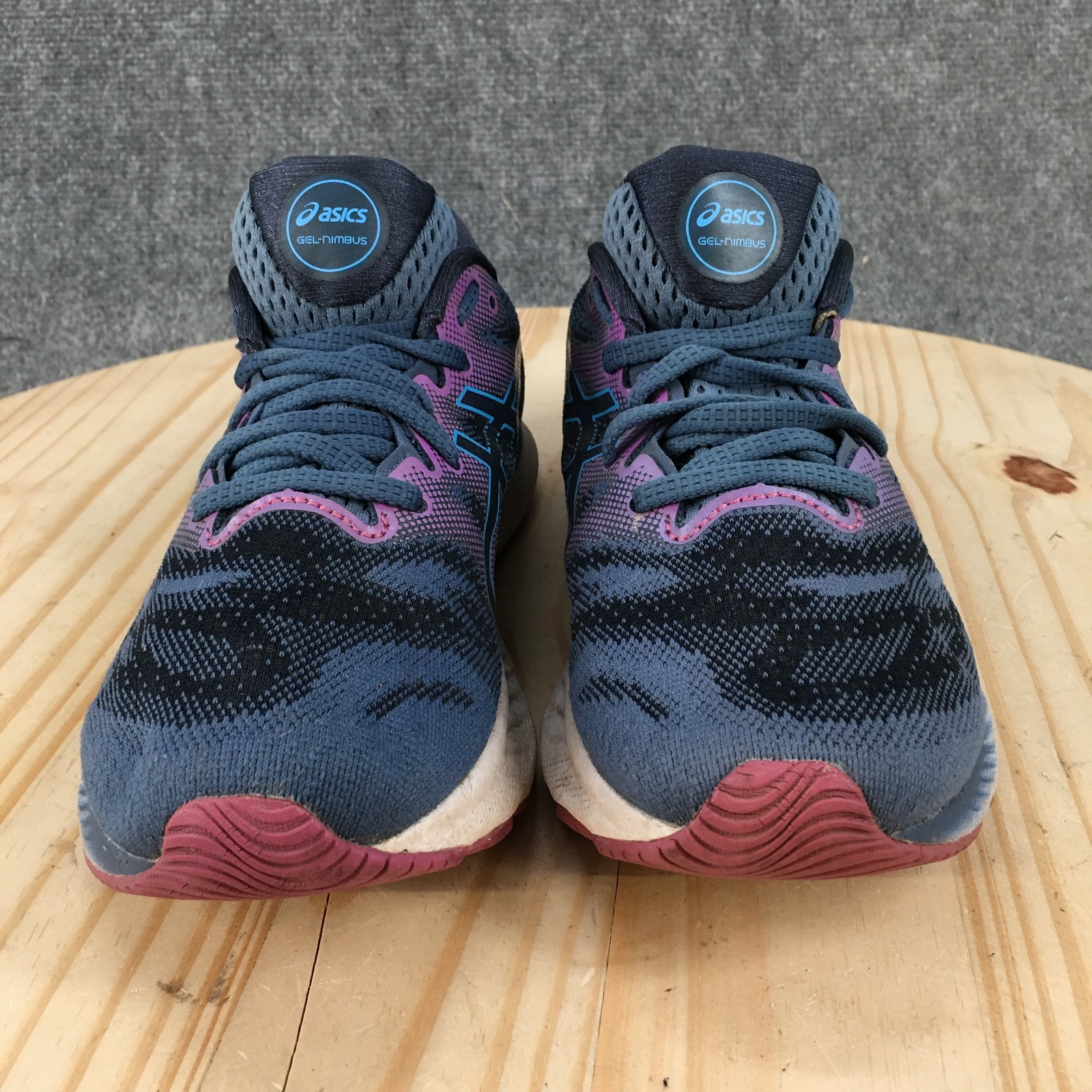Asics GEL Nimbus 23 Running Shoes Womens 7.5 Wide Blue Purple Lace Up 1012A884