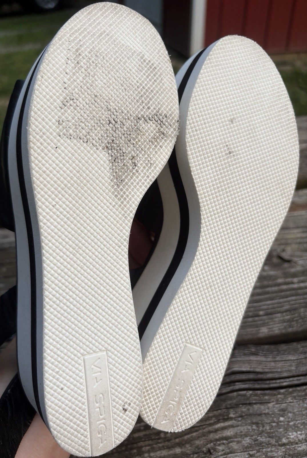Via Spiga Women’s Black White Nirvelli Sandal Platform Wedge Ankle Strap Sz 7
