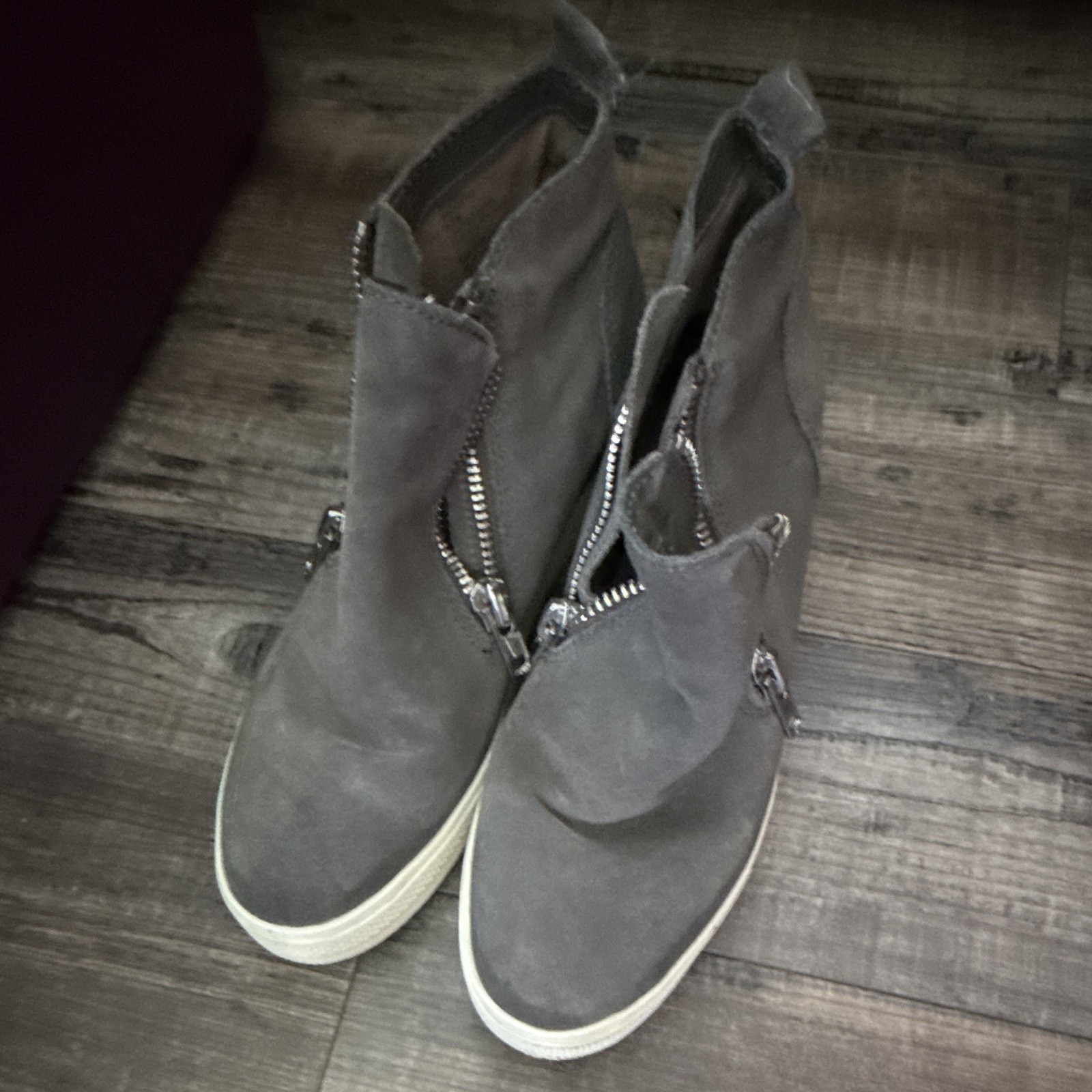 Steve Madden Wedgie Sneaker Leather Streetwear Gray Grey Bootie Shoes