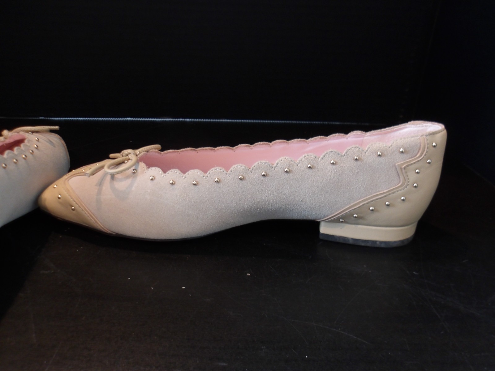 J Crew Sophie Ballet Flats 8.5 Studded Suede Italian Leather
