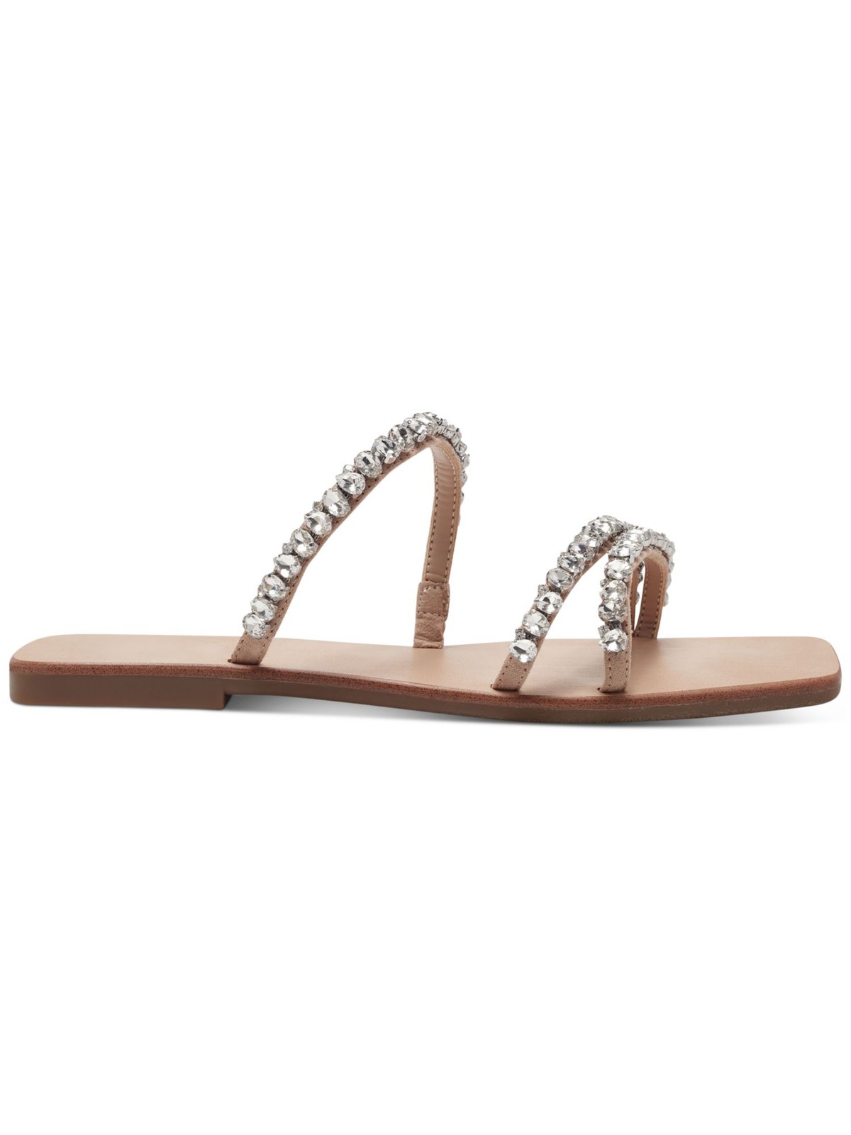 INC Womens Beige 0.5 Heel Strap Gem Pommona Slip On Sandals Shoes 6.5 M